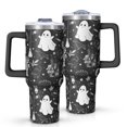 thumbnail image 1 of Black and White Halloween Elements Pattern Tumbler with Handle and Lid,40oz Double Wall Vacuum Insulated Tumbler,Cups Gift for Women and Men, 1 of 7