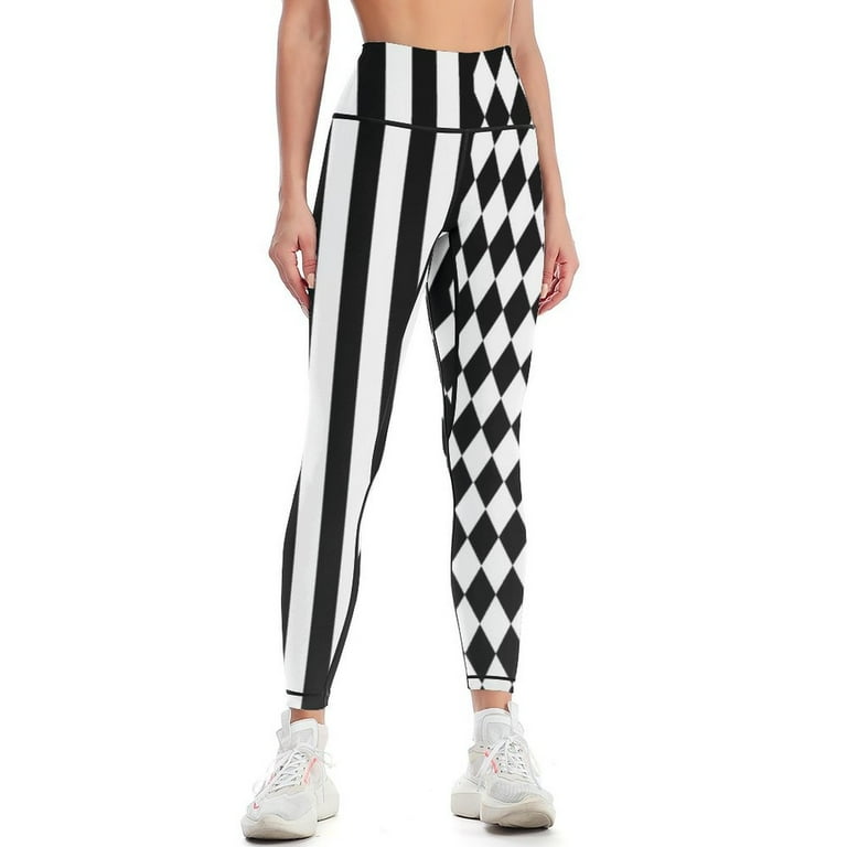 Black and White Harlequin Diamonds and Stripes Leggings trousers