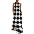 Black and White Harlequin Pattern Long Dress summer dress for women