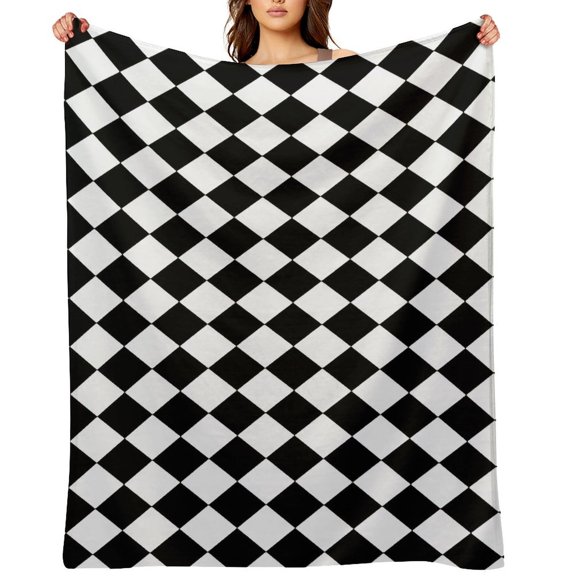 Black and White Harlequin Printed Throw Blanket,Kids Adults Soft Lightweight Flannel Fleece Blanket for Couch Sofa Bed Living Room 50"×60"
