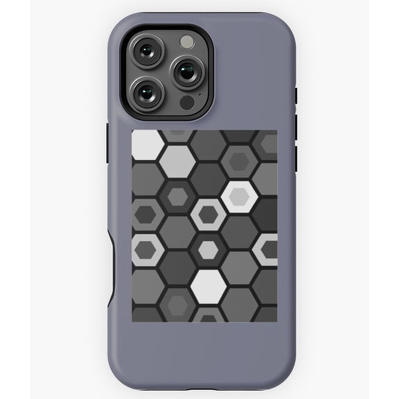 Black and White Hexagons Geometric Phone Case for iPhone 16 15 14 13 12 11 Pro Max
