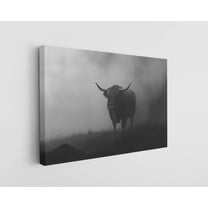 Black and White Highland Cow Canvas Wall Art - High-Quality Rustic Print - Handcrafted Farmhouse Decor - Modern Wall Art - Gift for Home or Office