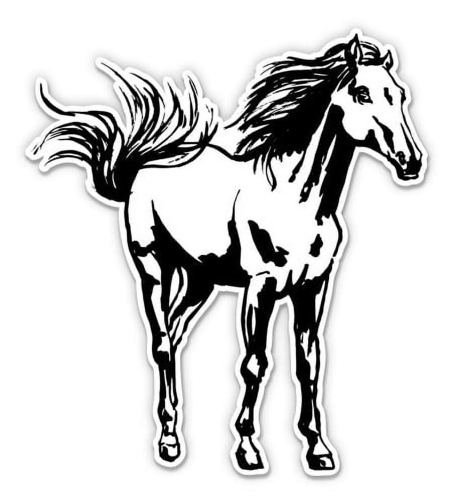 Black and White Horse Mustang 5" Vinyl Sticker For Car Laptop IPad