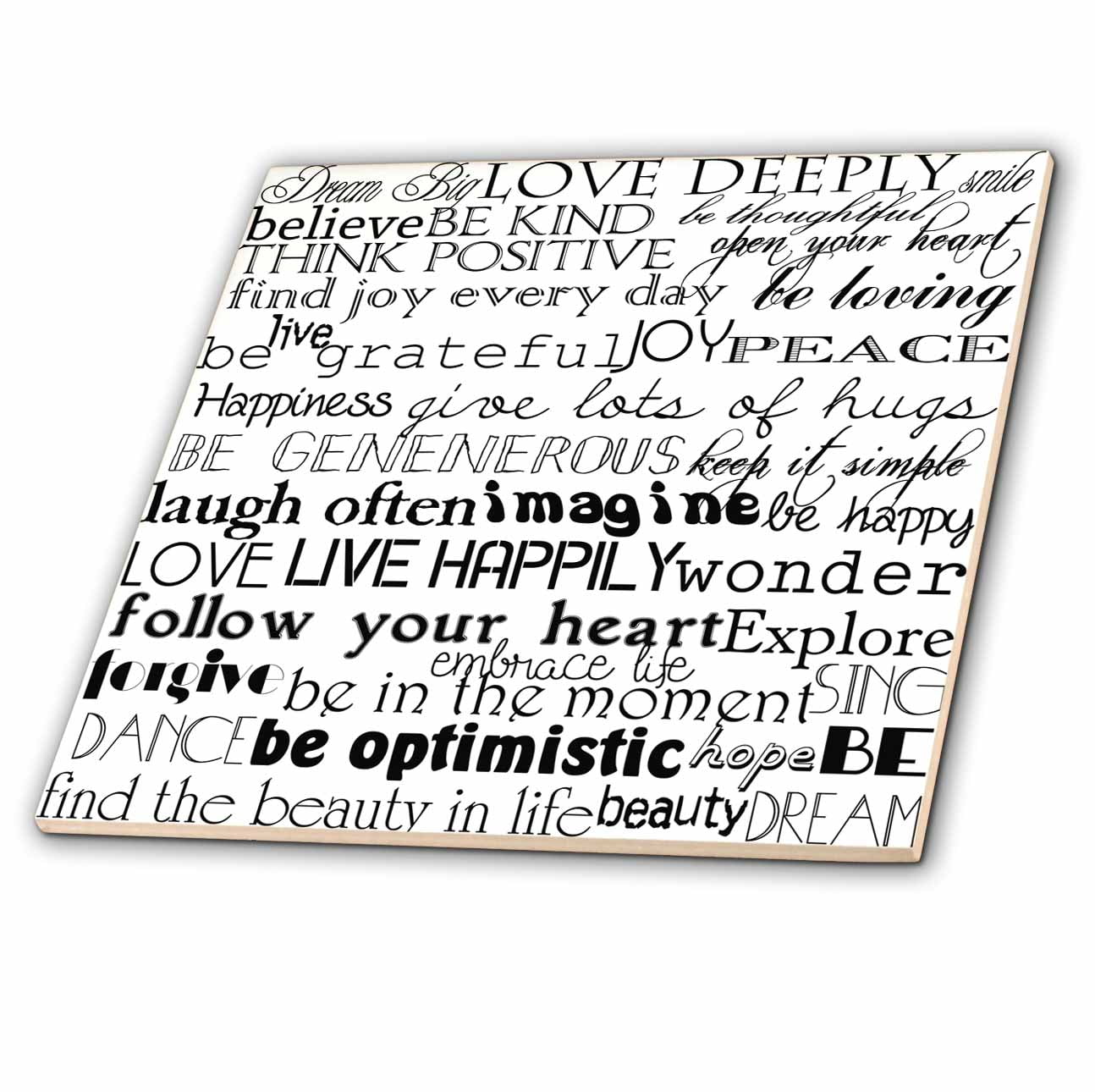 3dRose, Black and White Inspirational Words, 6 Inch Ceramic Tile ...