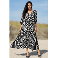 thumbnail image 1 of Black and White Kaftans for Women Geometric Plus Size Kaftan Dresses Women's Long Maxi Ladies Kimono Online by Oussum, 1 of 8