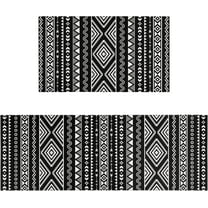 Black and White Kitchen Rugs Sets of 2 Boho Black Kitchen Rug Mat Washable Non-Slip Kitchen Mats for Floor 2 Piece Boho Kitchen Decor