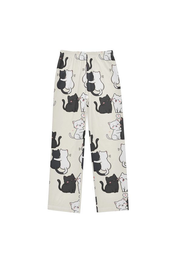 Black and White Kitten Pajama Pants Soft Lightweight Lounge Pants Bottoms Sleep Pants Warm Comfy