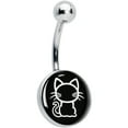 thumbnail image 1 of Black and White Kitty Cat Belly Ring, 1 of 7