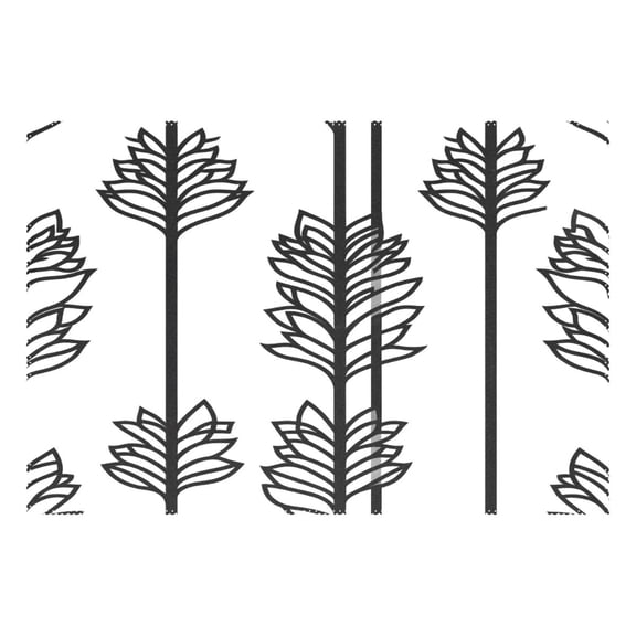 Black and White Leaf Pattern 12x18in Heat-Resistant Non-Slip Place Mat, Durable and Wrinkle-Resistant