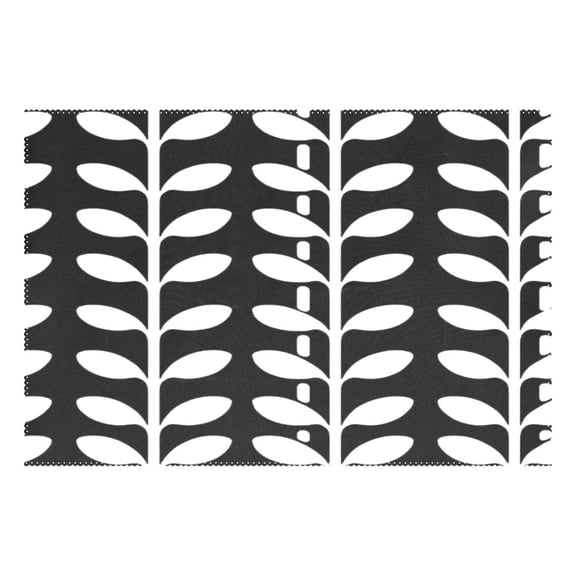 Black and White Leaf Pattern 12x18in Heat-Resistant Non-Slip Place Mat, Durable and Wrinkle-Resistant