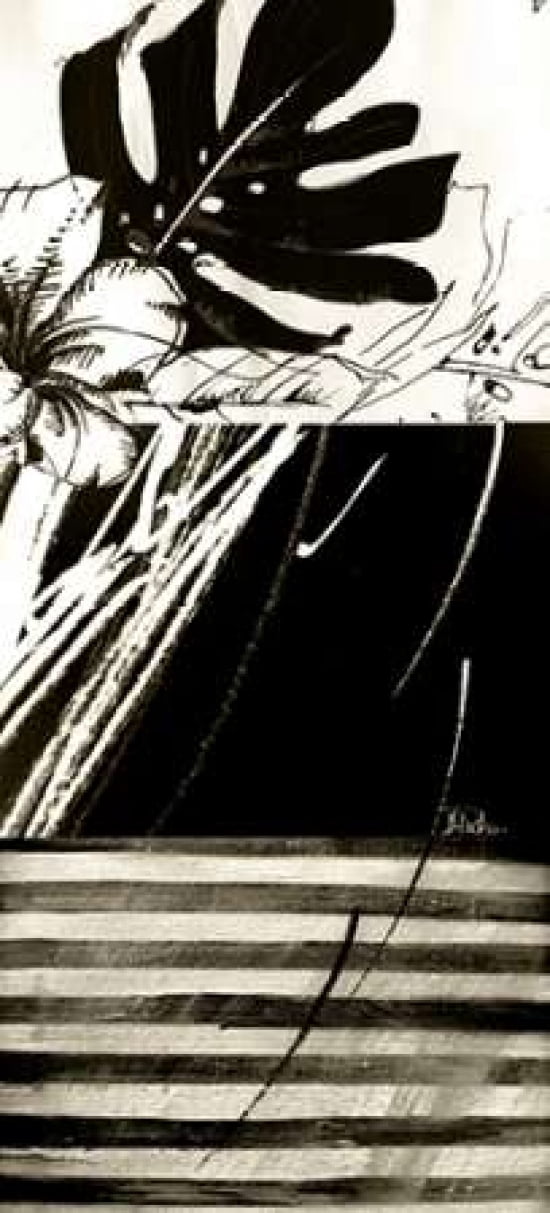 Black and White Leaves II Canvas Art - Patricia Pinto (24 x 48)