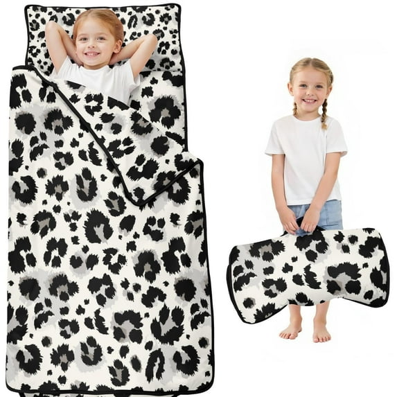 Black and White Leopard Pattern Toddler Nap Mats for Kids Preschool,Sleeping Mat Bag or Kids,Toddler Sleeping Bag,Toddler Nap Mat or Daycare
