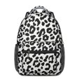 thumbnail image 1 of Black and White Leopard Print Backpack for School, Cute School Bag with Adjustable Shoulder Straps and Padded Back, 15.3"x11"x6.7", 1 of 5