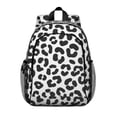 thumbnail image 1 of Black and White Leopard Print Pattern Backpack for School, Cute School Bag with Adjustable Shoulder Straps and Padded Back, 15"x11.42"x5.5", 1 of 5