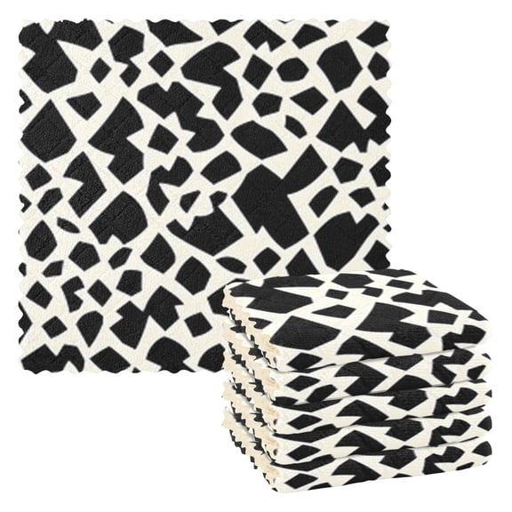 Black and White Leopard Prints Kitchen Cloth Dish Towels for Drying Washing Absorbent Dish Rags Reusable soft kitchen dishcloth set 6 Pack