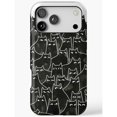 Black and White Line Art Cat Crowd Tough Case for Apple iPhone, Dual ...