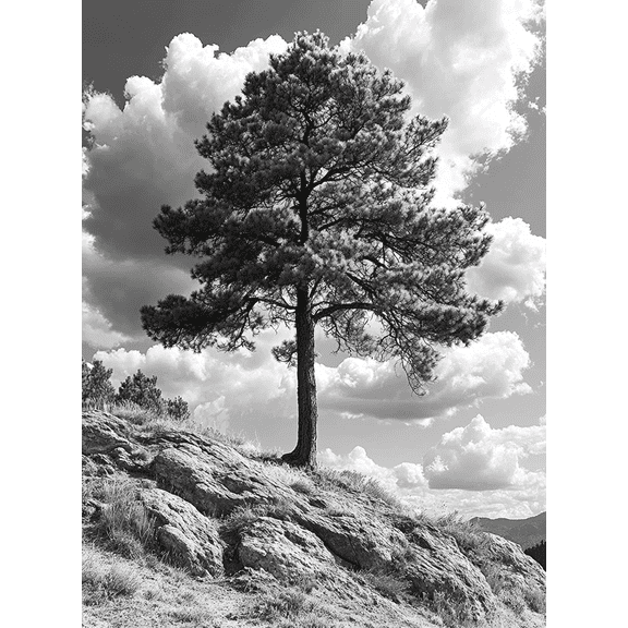 Black and White Lone Tree Landscape Canvas Print/Wall ArtPerfect for Living RoomBedroomOfficeStudyGallery Wall Decor