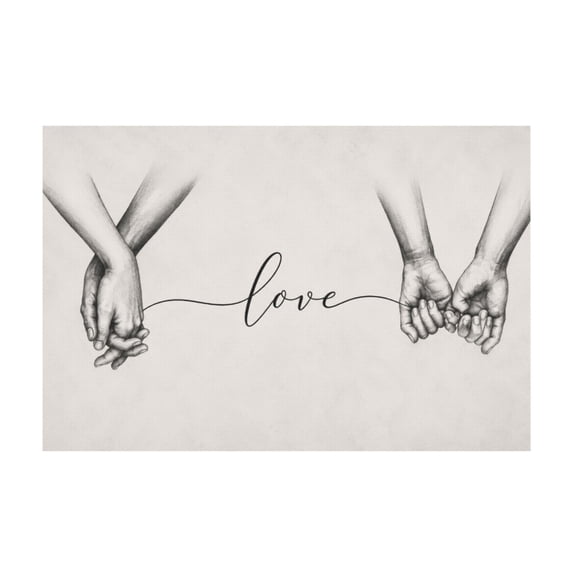 Black and White Love Hand in Hand Sketch Canvas Wall Art for Living Room Bedroom Office 12*18in