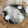 thumbnail image 1 of Black and White Marble Tablecloth with Elastic Edge, Round Table Cover Washable Reusable Table Cloths for Kitchen Dining Party, Small, 1 of 7