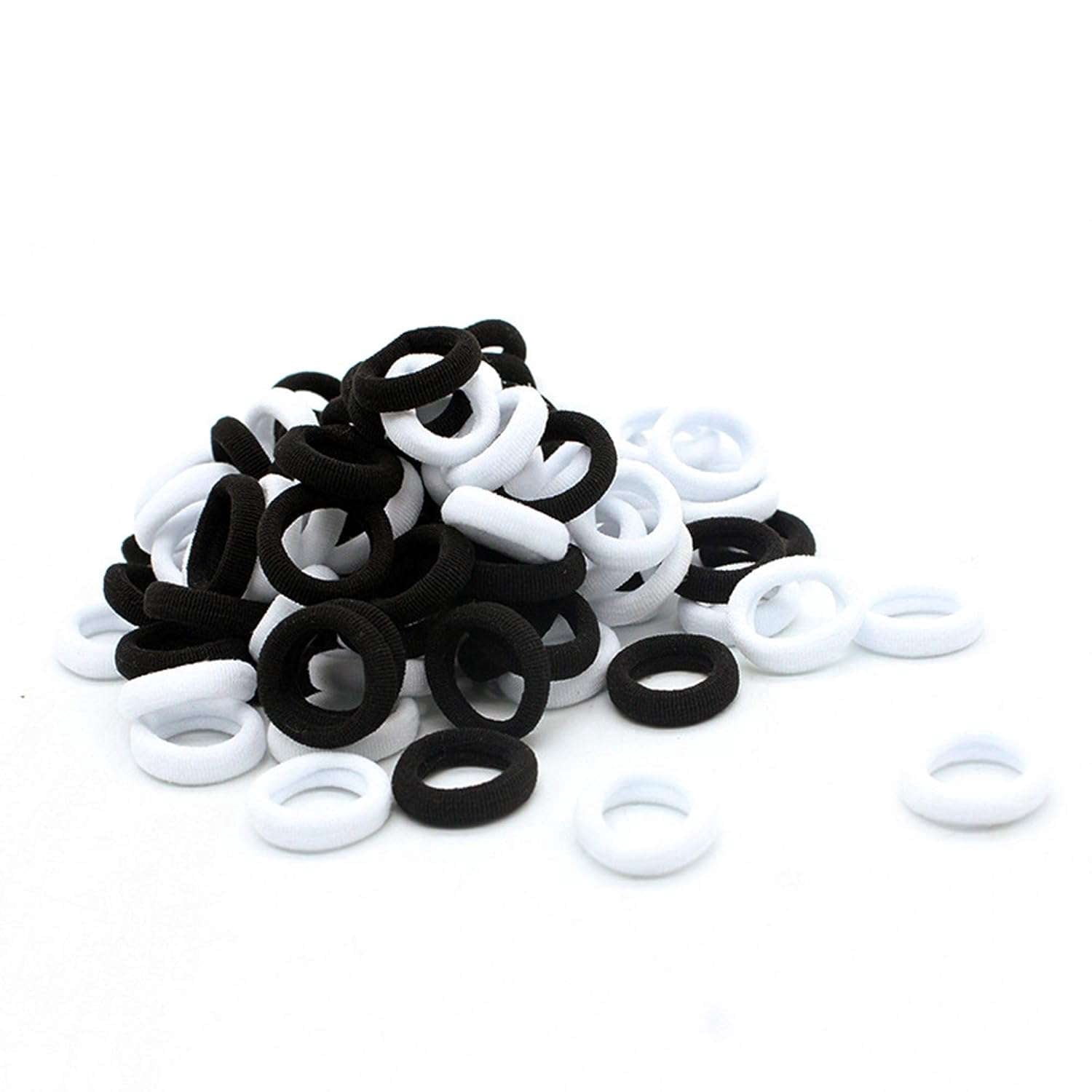 Black and White Mini Hair Rubber Bands Set, Soft Elastic Hair Ties for Daily Styling (Pack of 100)