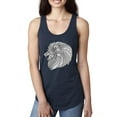 thumbnail image 1 of Black and White Mosaic Retro Mandala Animal Animal Lover Ladies Racerback Tank Top, Navy, Small, 1 of 1