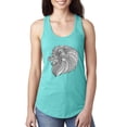 thumbnail image 1 of Black and White Mosaic Retro Mandala Animal Animal Lover Ladies Racerback Tank Top, Tahiti Blue, Large, 1 of 1