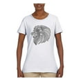 thumbnail image 1 of Black and White Mosaic Retro Mandala Animal Animal Lover Womens Graphic T-Shirt, White, 2XL, 1 of 4