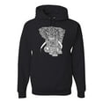 thumbnail image 1 of Black and White Mosaic Retro Mandala Elephant Animal Lover Graphic Hoodie Sweatshirt, Black, Small, 1 of 1