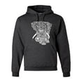 thumbnail image 1 of Black and White Mosaic Retro Mandala Elephant Animal Lover Graphic Hoodie Sweatshirt, Heather Black, 2XL, 1 of 1
