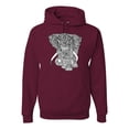 thumbnail image 1 of Black and White Mosaic Retro Mandala Elephant Animal Lover Graphic Hoodie Sweatshirt, Maroon, 2XL, 1 of 1