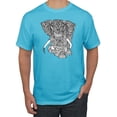 thumbnail image 1 of Black and White Mosaic Retro Mandala Elephant Animal Lover Graphic T-Shirt, Light Turquoise, Small, 1 of 1