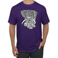 thumbnail image 1 of Black and White Mosaic Retro Mandala Elephant Animal Lover Graphic T-Shirt, Purple, 3XL, 1 of 1