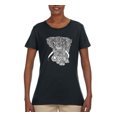 thumbnail image 1 of Black and White Mosaic Retro Mandala Elephant Animal Lover Womens Graphic T-Shirt, Black, Small, 1 of 4