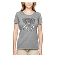 thumbnail image 1 of Black and White Mosaic Retro Mandala Elephant Animal Lover Womens Graphic T-Shirt, Heather Grey, X-Large, 1 of 4