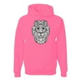 thumbnail image 1 of Black and White Mosaic Retro Mandala Lion Animal Lover Graphic Hoodie Sweatshirt, Neon Pink, 3XL, 1 of 1