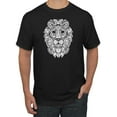 thumbnail image 1 of Black and White Mosaic Retro Mandala Lion Animal Lover Graphic T-Shirt, Black, Small, 1 of 1