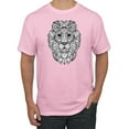 thumbnail image 1 of Black and White Mosaic Retro Mandala Lion Animal Lover Graphic T-Shirt, Light Pink, X-Large, 1 of 1