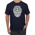 thumbnail image 1 of Black and White Mosaic Retro Mandala Lion Animal Lover Graphic T-Shirt, Navy, Large, 1 of 1
