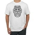 thumbnail image 1 of Black and White Mosaic Retro Mandala Lion Animal Lover Graphic T-Shirt, White, 2XL, 1 of 1