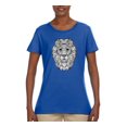 thumbnail image 1 of Black and White Mosaic Retro Mandala Lion Animal Lover Womens Graphic T-Shirt, Royal, Medium, 1 of 4