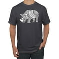 thumbnail image 1 of Black and White Mosaic Retro Mandala Rhino Animal Lover Graphic T-Shirt, Charcoal, Small, 1 of 1