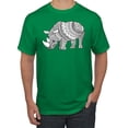 thumbnail image 1 of Black and White Mosaic Retro Mandala Rhino Animal Lover Graphic T-Shirt, Kelly, 2XL, 1 of 1
