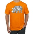 thumbnail image 1 of Black and White Mosaic Retro Mandala Rhino Animal Lover Graphic T-Shirt, Orange, 2XL, 1 of 1