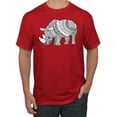 thumbnail image 1 of Black and White Mosaic Retro Mandala Rhino Animal Lover Graphic T-Shirt, Red, Large, 1 of 1