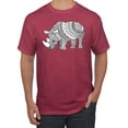 thumbnail image 1 of Black and White Mosaic Retro Mandala Rhino Animal Lover Graphic T-Shirt, Vintage Heather Red, 5XL, 1 of 1