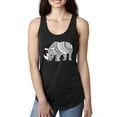 thumbnail image 1 of Black and White Mosaic Retro Mandala Rhino Animal Lover Ladies Racerback Tank Top, Black, Small, 1 of 1