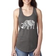 thumbnail image 1 of Black and White Mosaic Retro Mandala Rhino Animal Lover Ladies Racerback Tank Top, Dark Grey, Small, 1 of 1