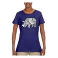 thumbnail image 1 of Black and White Mosaic Retro Mandala Rhino Animal Lover Womens Graphic T-Shirt, Purple, 2XL, 1 of 4