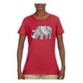 thumbnail image 1 of Black and White Mosaic Retro Mandala Rhino Animal Lover Womens Graphic T-Shirt, Red, Medium, 1 of 4