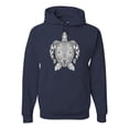 thumbnail image 1 of Black and White Mosaic Retro Mandala Turtle Animal Lover Graphic Hoodie Sweatshirt, Navy, 3XL, 1 of 1
